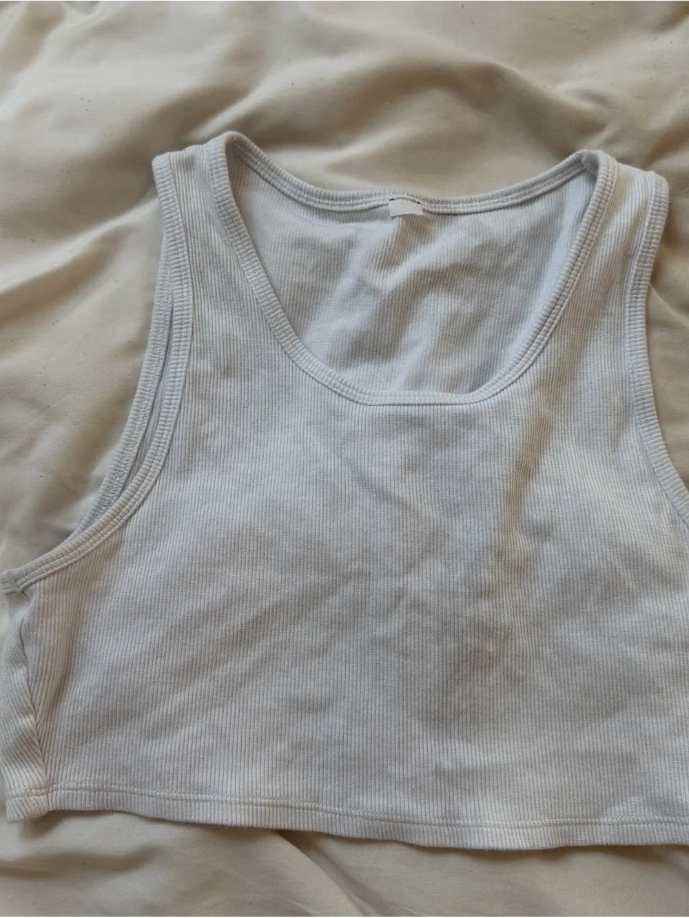 ALO Yoga White Ribbed Cropped Tank Top